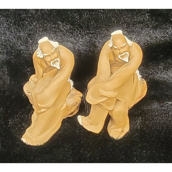 Vintage Chinese Mudmen Figurines, Hand Crafted, Set of 2 - Picture 1 of 10